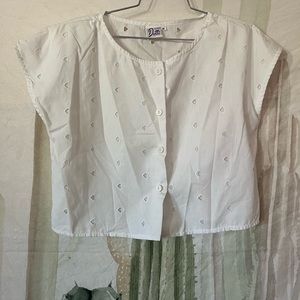 Vintage Short Sleeve Button Down Crop Top by Dotti🌵M